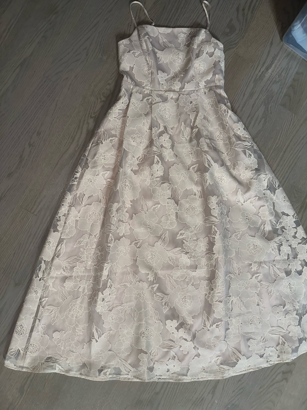 Joie Blush Nude Floral Lace-Trim Dress